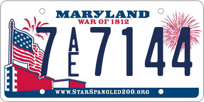 MD license plate 7AE7144