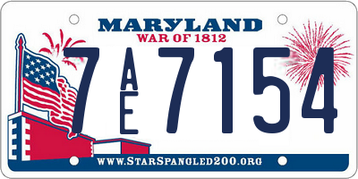 MD license plate 7AE7154