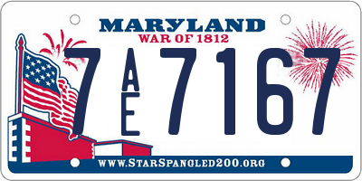 MD license plate 7AE7167