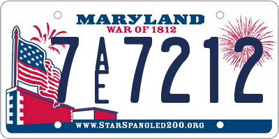 MD license plate 7AE7212