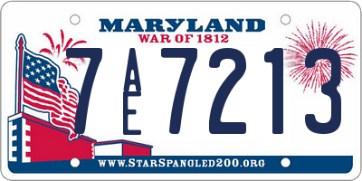 MD license plate 7AE7213