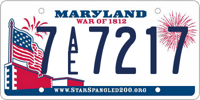 MD license plate 7AE7217
