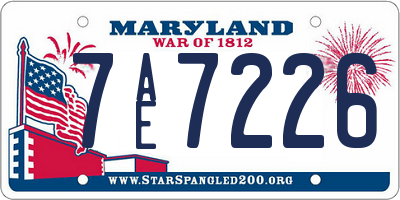 MD license plate 7AE7226