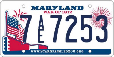MD license plate 7AE7253