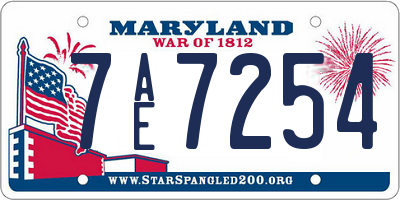 MD license plate 7AE7254