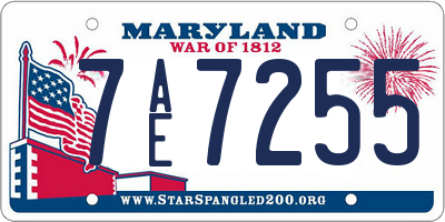 MD license plate 7AE7255