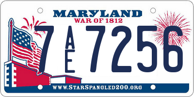 MD license plate 7AE7256