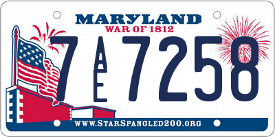 MD license plate 7AE7258