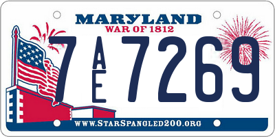 MD license plate 7AE7269