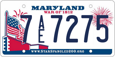 MD license plate 7AE7275