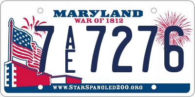MD license plate 7AE7276