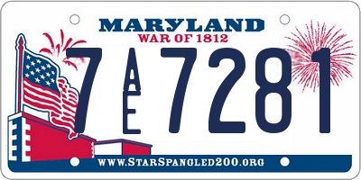MD license plate 7AE7281