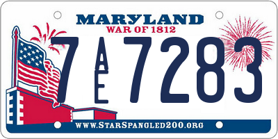 MD license plate 7AE7283