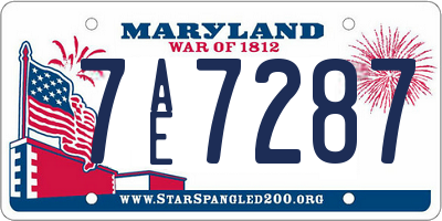 MD license plate 7AE7287