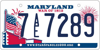 MD license plate 7AE7289
