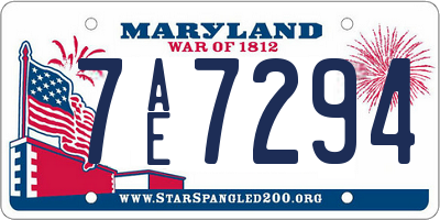 MD license plate 7AE7294