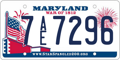 MD license plate 7AE7296