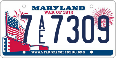 MD license plate 7AE7309