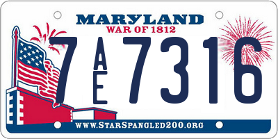 MD license plate 7AE7316