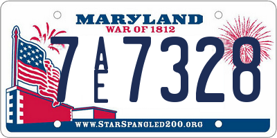 MD license plate 7AE7328
