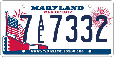 MD license plate 7AE7332