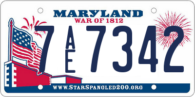 MD license plate 7AE7342