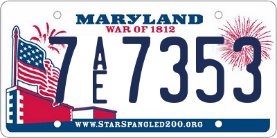 MD license plate 7AE7353