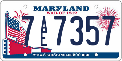 MD license plate 7AE7357