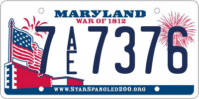 MD license plate 7AE7376