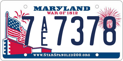 MD license plate 7AE7378