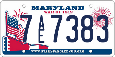 MD license plate 7AE7383