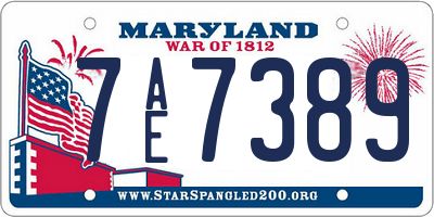 MD license plate 7AE7389