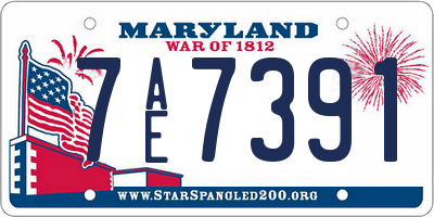 MD license plate 7AE7391