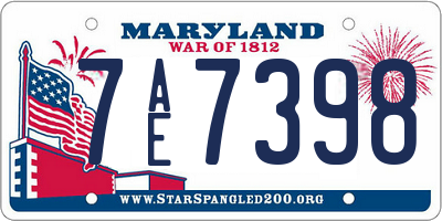 MD license plate 7AE7398