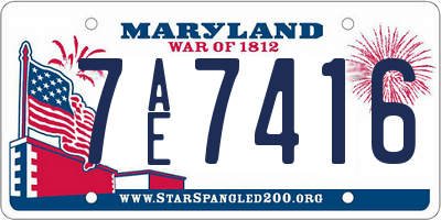 MD license plate 7AE7416