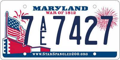 MD license plate 7AE7427