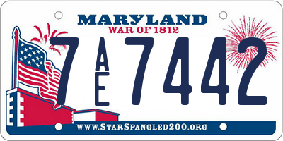 MD license plate 7AE7442