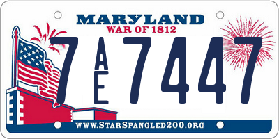 MD license plate 7AE7447