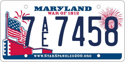 MD license plate 7AE7458