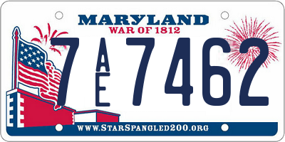 MD license plate 7AE7462