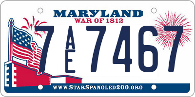 MD license plate 7AE7467