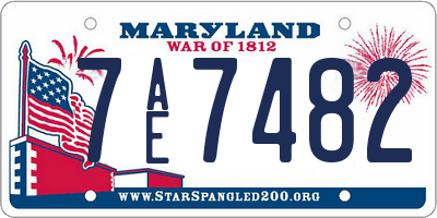 MD license plate 7AE7482