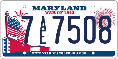 MD license plate 7AE7508
