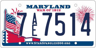 MD license plate 7AE7514