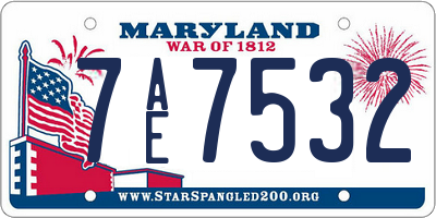 MD license plate 7AE7532
