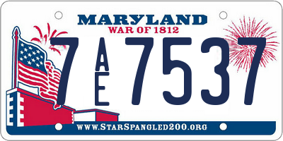 MD license plate 7AE7537