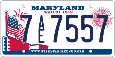 MD license plate 7AE7557