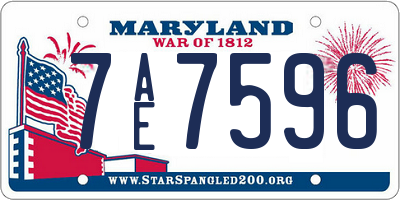 MD license plate 7AE7596