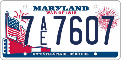 MD license plate 7AE7607