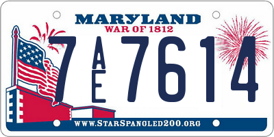 MD license plate 7AE7614